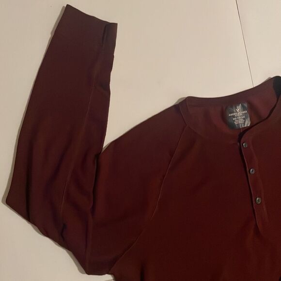 American eagle mens long sleeve maroon 1/4 button soft tee size xxl - Picture 5 of 14